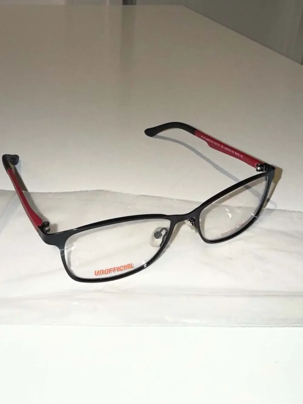 Unofficial UNOF0145 BP00 Black Red Oval Eyeglasses Frames